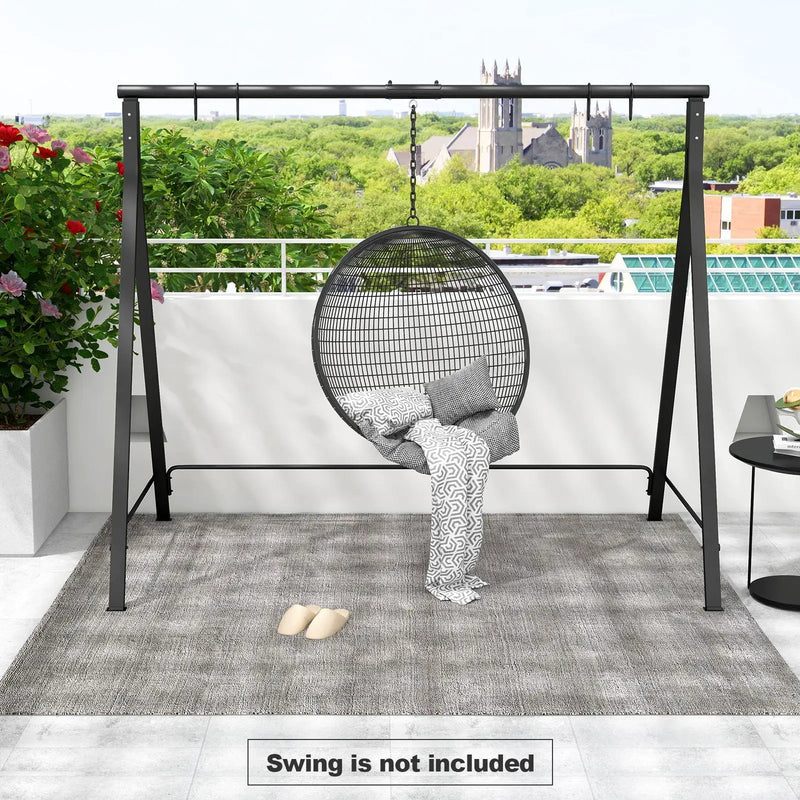 Patio Metal Swing Stand with A-Shaped Structure-Black by DirectDeals
