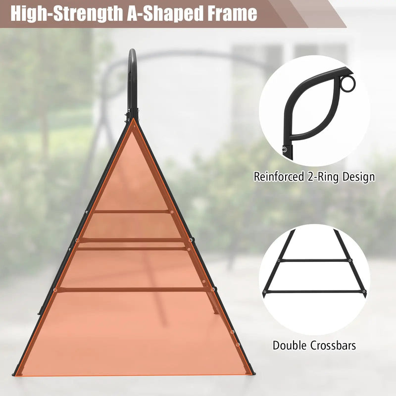 Patio Metal Swing Stand with Double Side Bars and 2-Ring Design-Black by DirectDeals