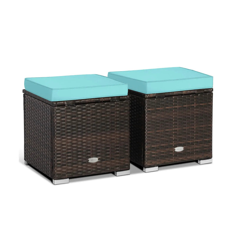 2 Pieces Patio Ottoman with Hidden Storage Space-Mix Grey by DirectDeals