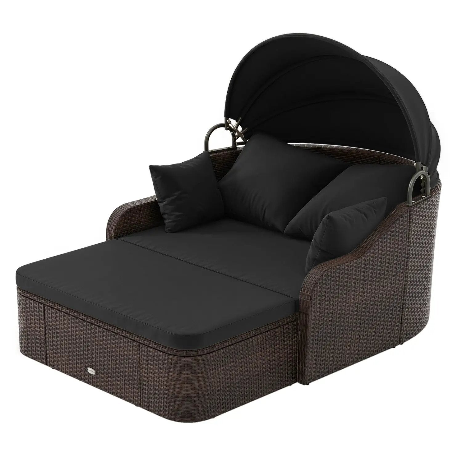 Outdoor Rattan Daybed with Retractable Canopy and Cushions by DirectDeals