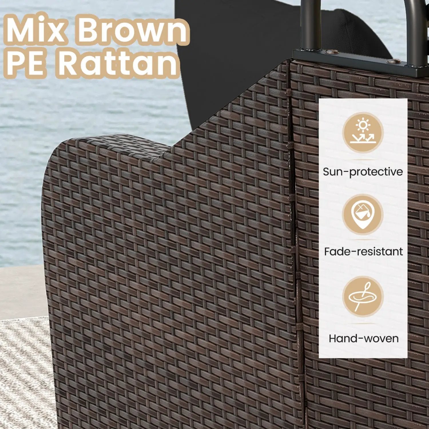 Outdoor Rattan Daybed with Retractable Canopy and Cushions by DirectDeals