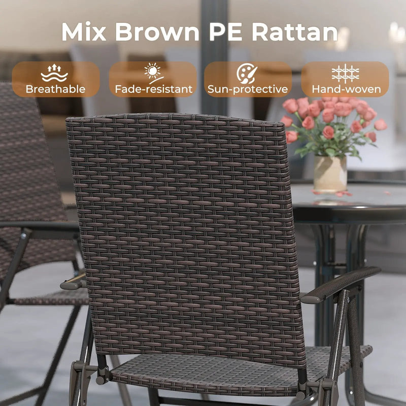 Folding Wicker Patio Dining Chairs with Armrests - Set of 2 by DirectDeals