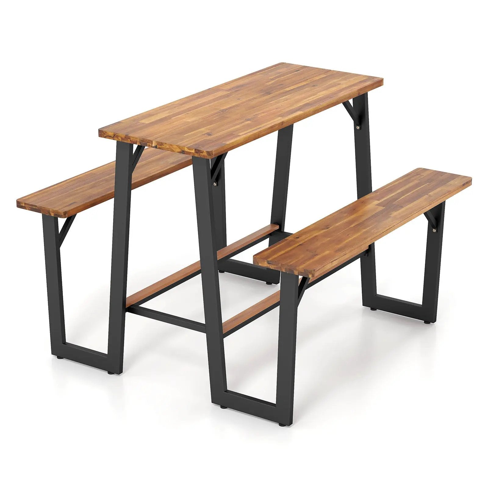 Patio Picnic Table Bench Set with Acacia Wood Tabletop and Benchtop by DirectDeals