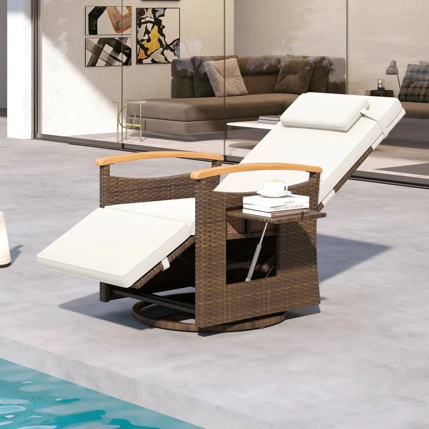 Swivel Reclining Chaise Lounge Set with Adjustable Backrest by DirectDeals