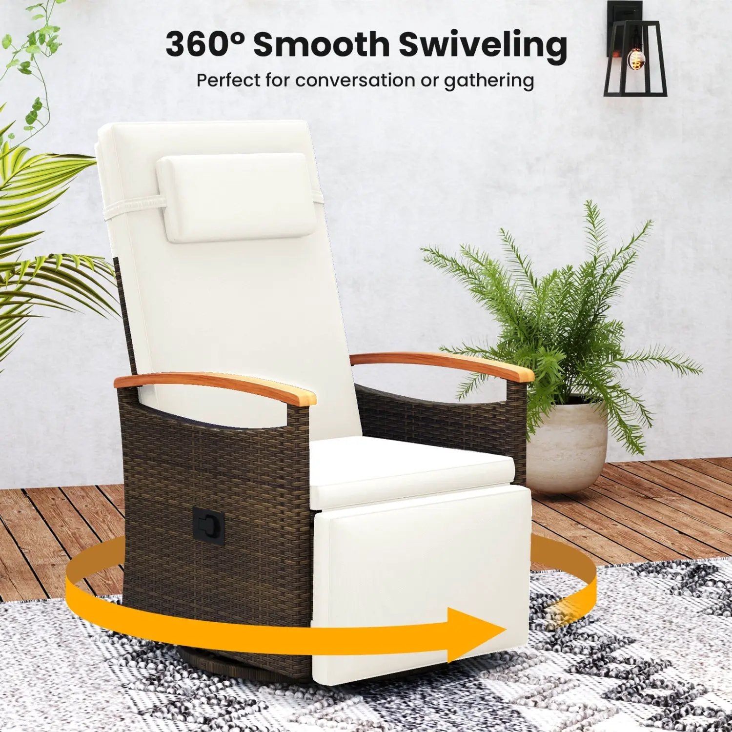 Swivel Reclining Chaise Lounge Set with Adjustable Backrest by DirectDeals