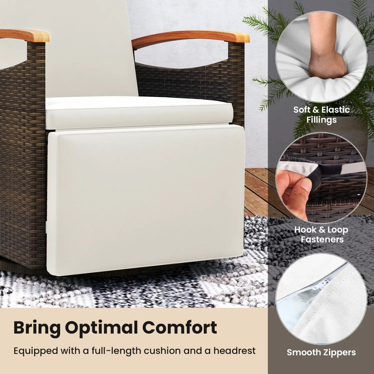 Swivel Reclining Chaise Lounge Set with Adjustable Backrest by DirectDeals