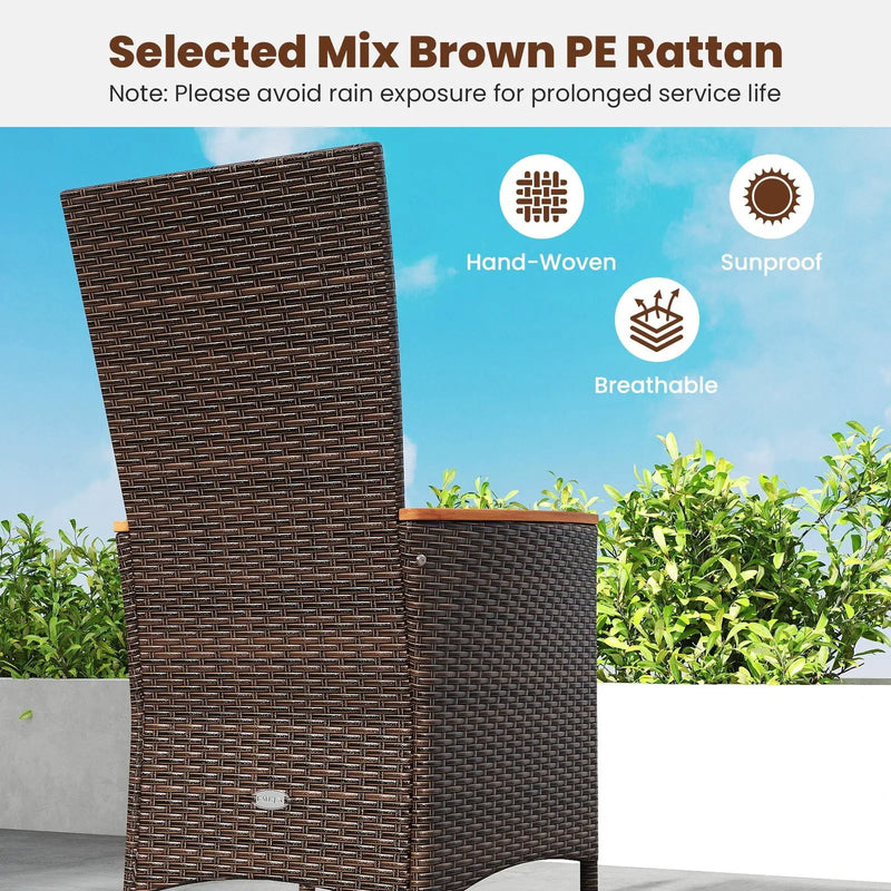 Patio Rattan Chairs Set of 4 Outdoor Wicker Dining Chairs with High Backrest-Beige by DirectDeals