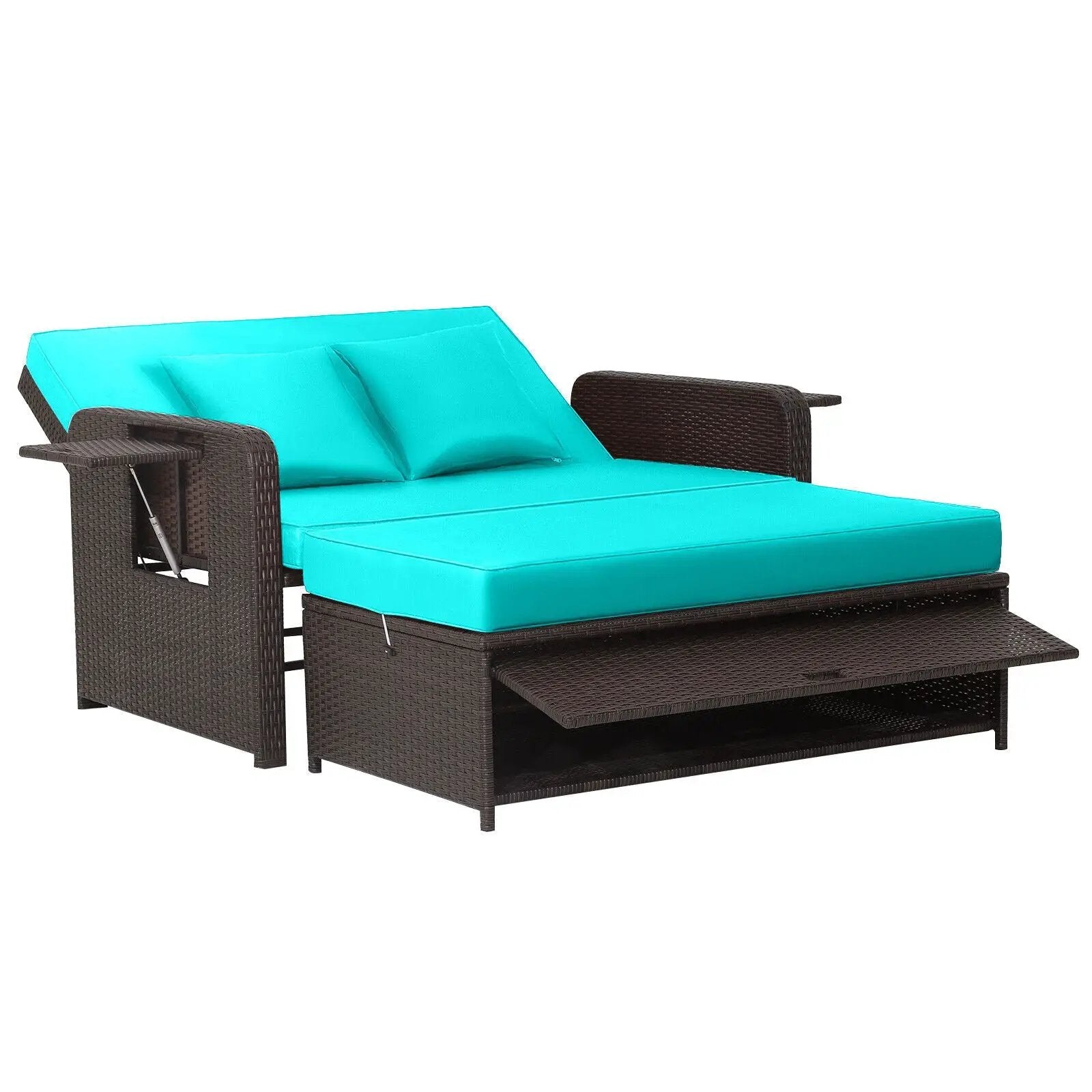 Outdoor Rattan Daybed with 4-Position Adjustable Backrest by DirectDeals
