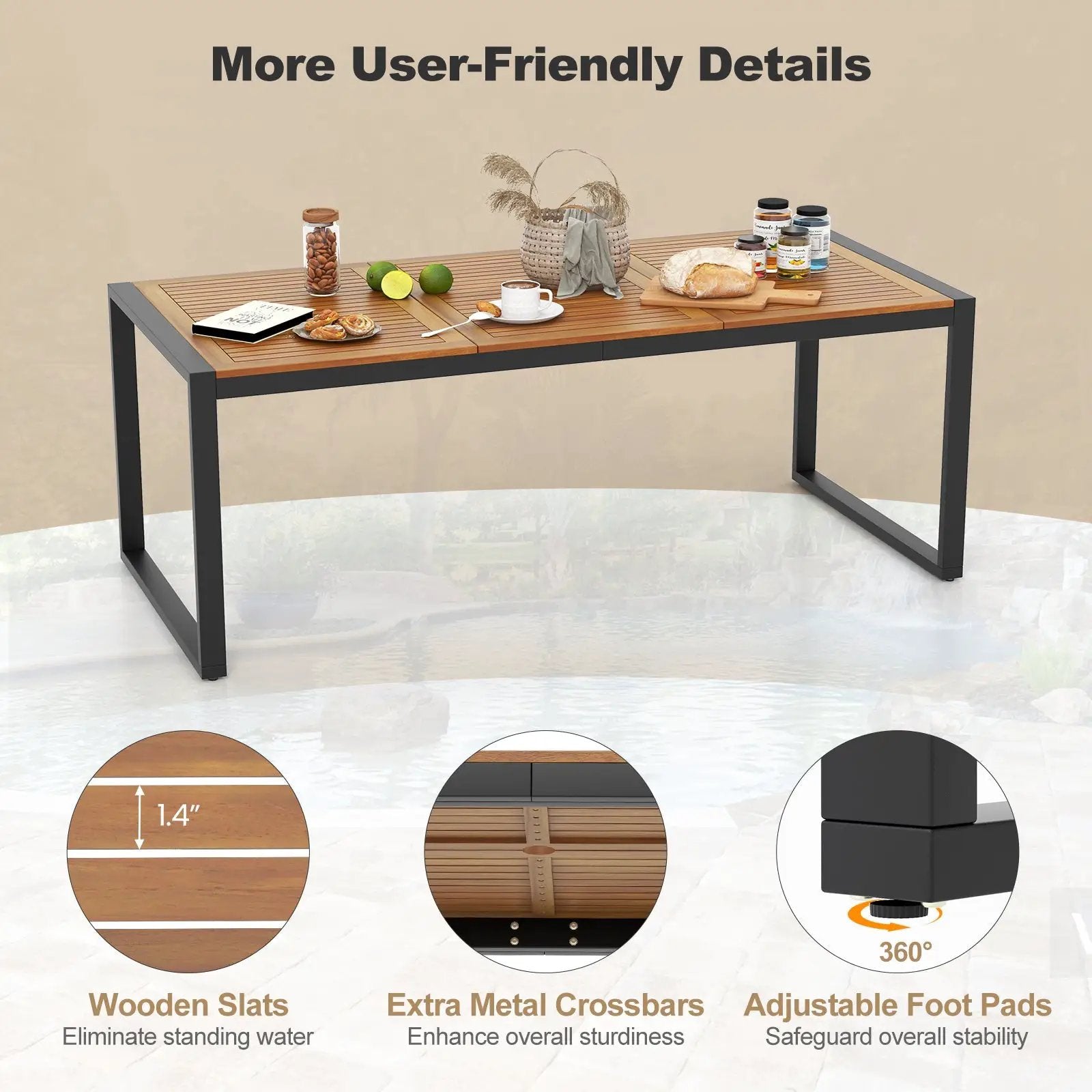 9 Pieces Patio Rattan Dining Set with Acacia Wood Table for Backyard Garden by DirectDeals