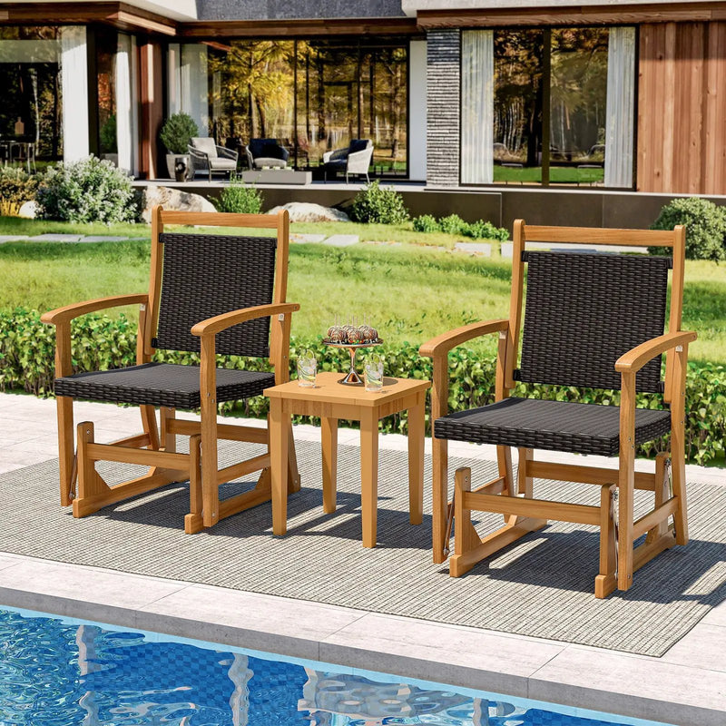 Rattan Glider Chair with Acacia Wood Frame by DirectDeals
