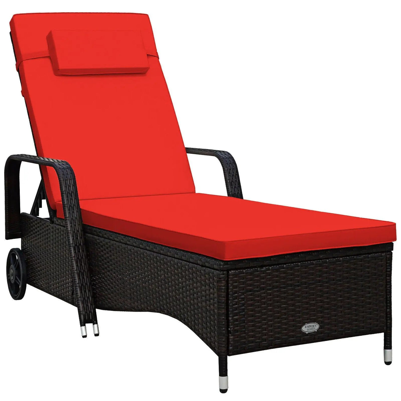 Outdoor Recliner Cushioned Chaise Lounge with Adjustable Backrest by DirectDeals