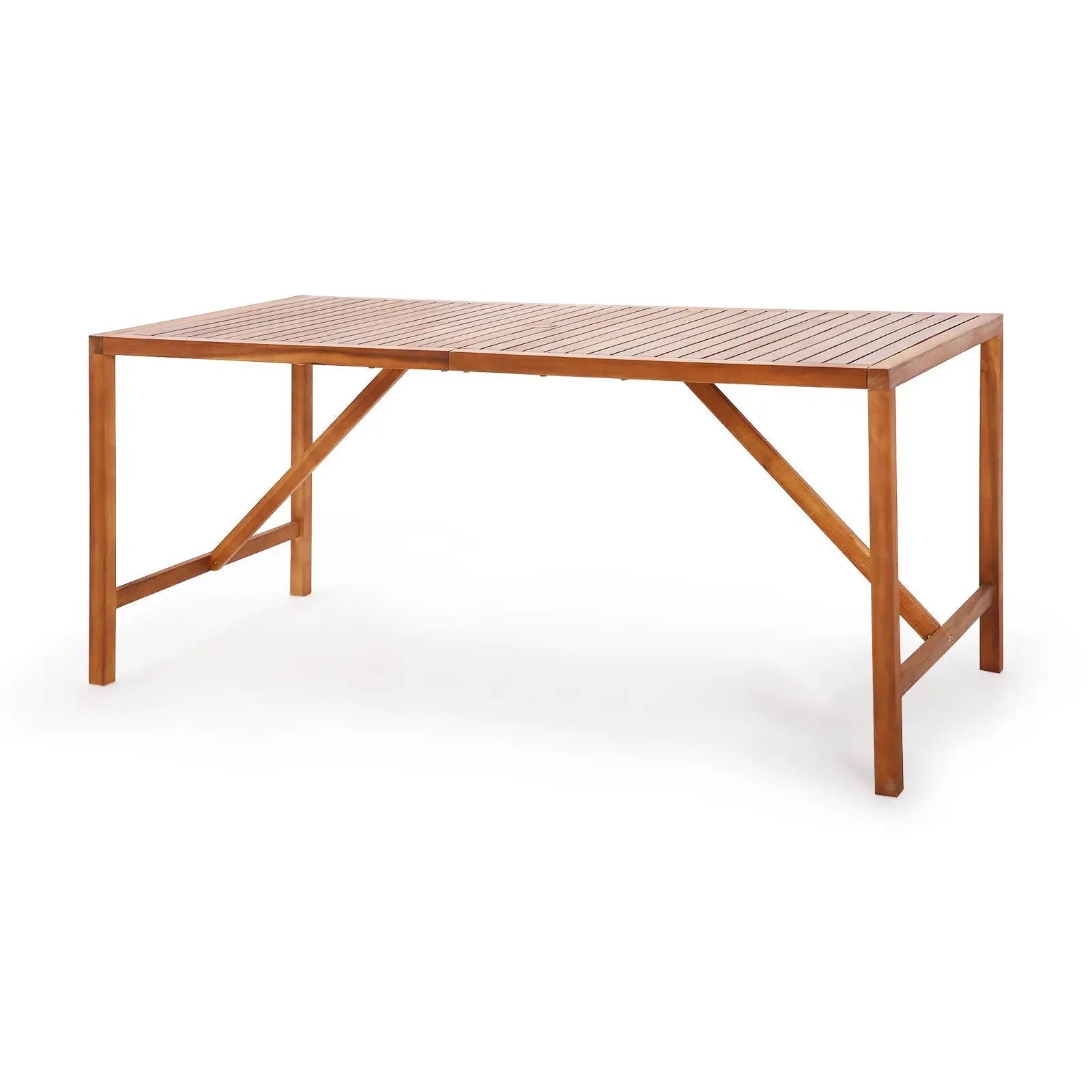 67 Inch Patio Rectangle Acacia Wood Dining Table with Umbrella Hole by DirectDeals