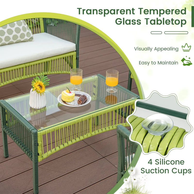 4 Piece Patio Round Wicker Conversation Set by DirectDeals