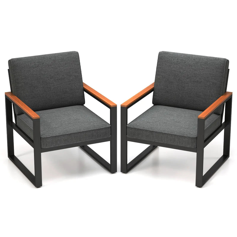 Patio Aluminum Sofa Modern Armchairs Set of 2 for Balcony-Grey by DirectDeals