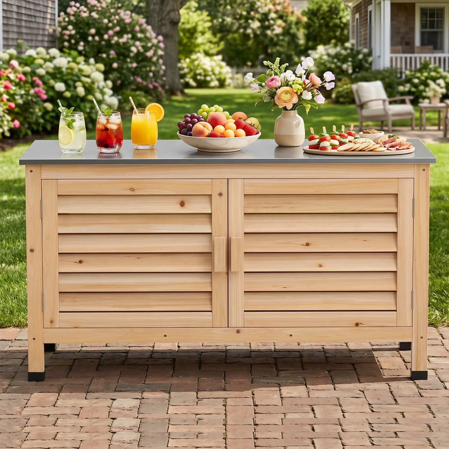 Outdoor Storage Cabinet with Stainless Steel Countertop by DirectDeals