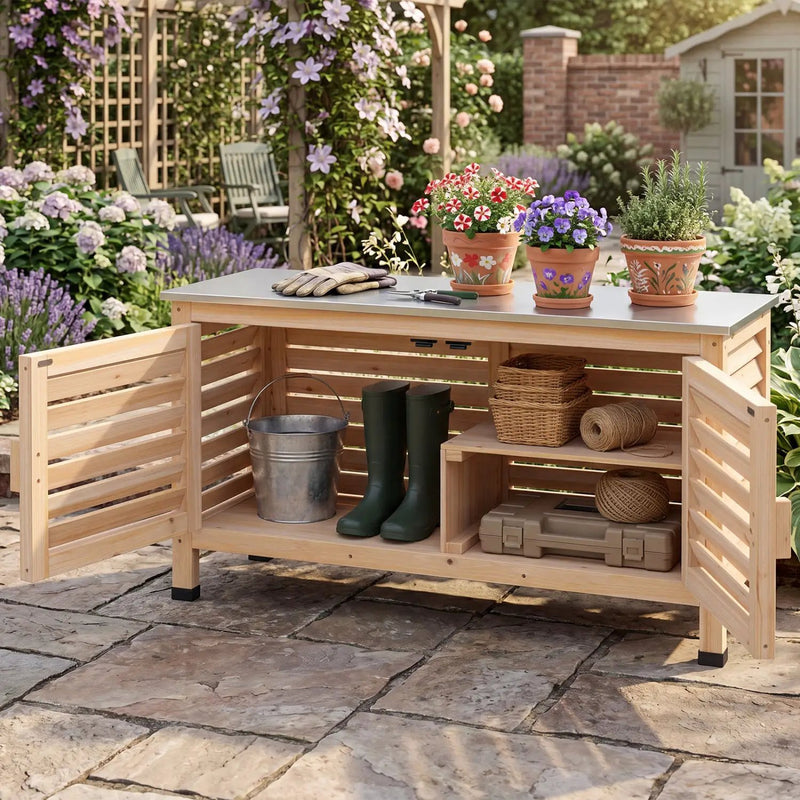 Outdoor Storage Cabinet with Stainless Steel Countertop by DirectDeals