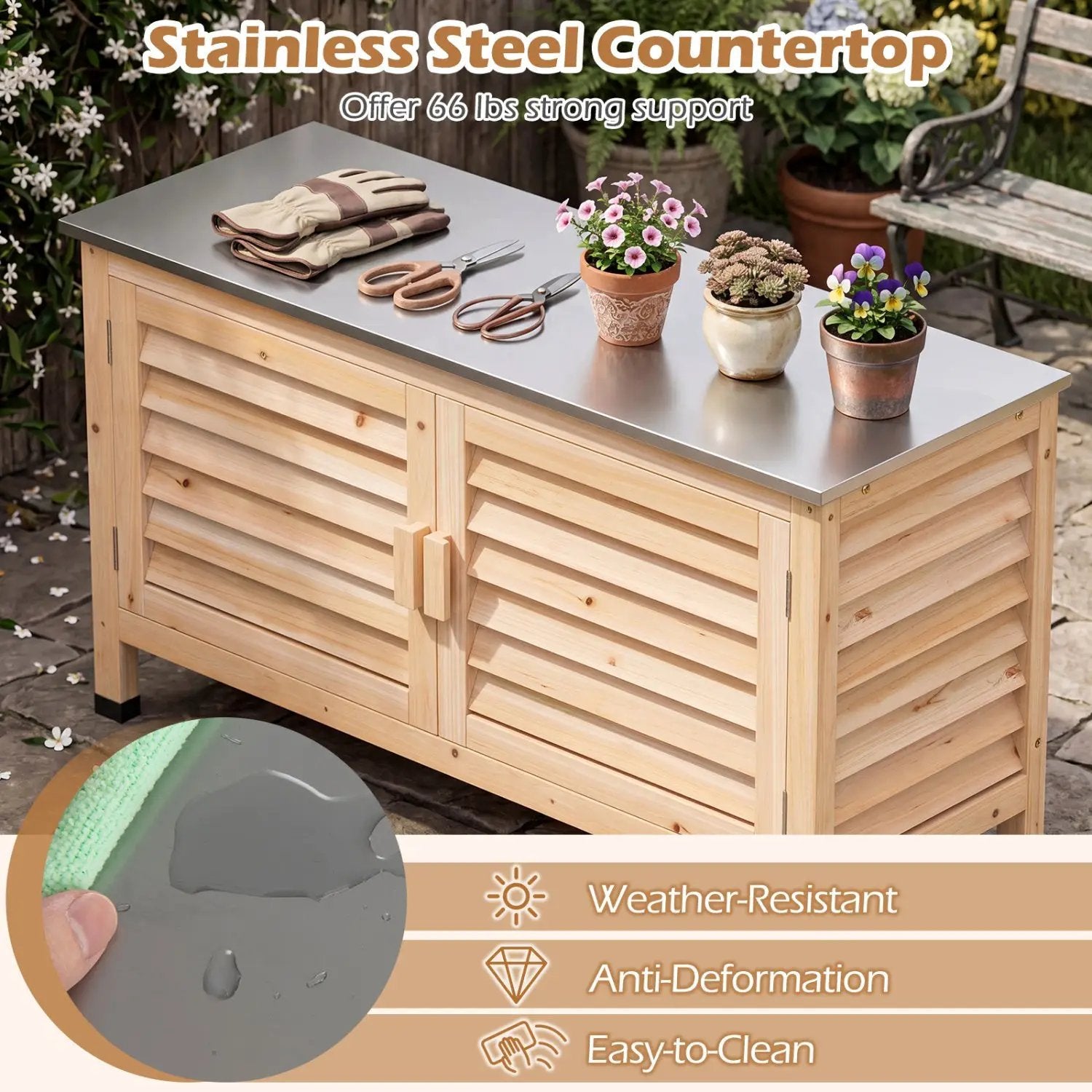 Outdoor Storage Cabinet with Stainless Steel Countertop by DirectDeals