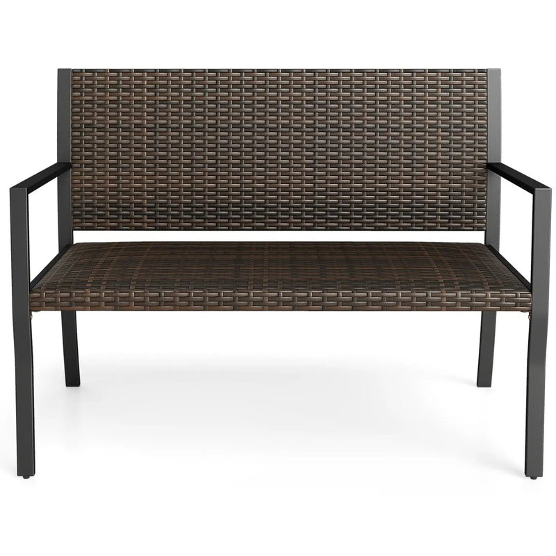 Outdoor Rattan Loveseat with Sponge Cushion - 800 lbs Capacity by DirectDeals