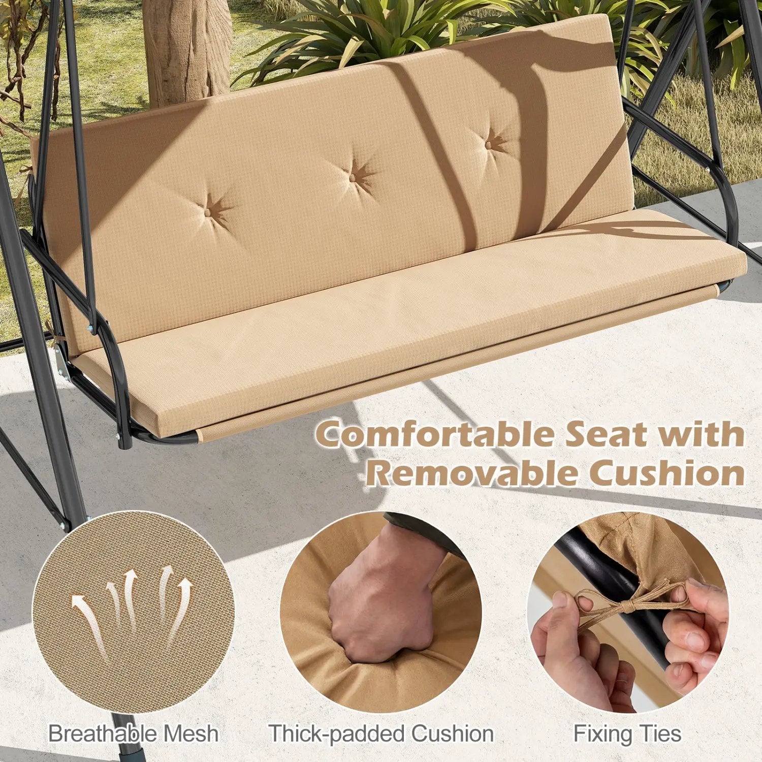 2-Person Patio Swing Chair with Adjustable Canopy by DirectDeals