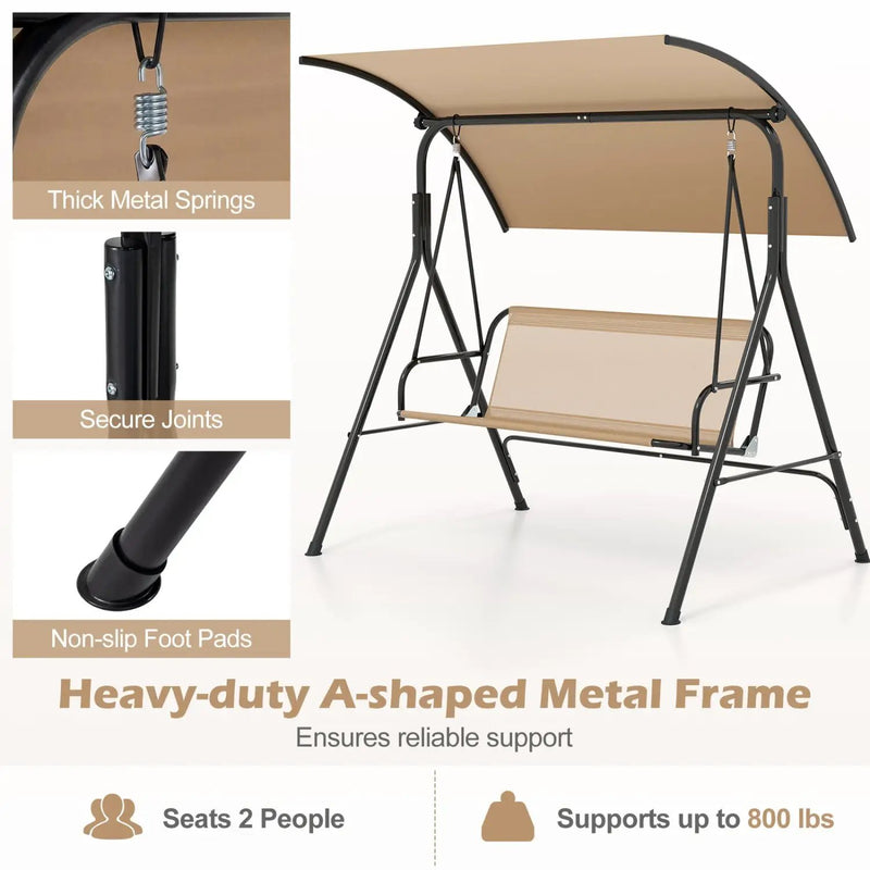 2-Person Patio Swing Chair with Adjustable Canopy by DirectDeals