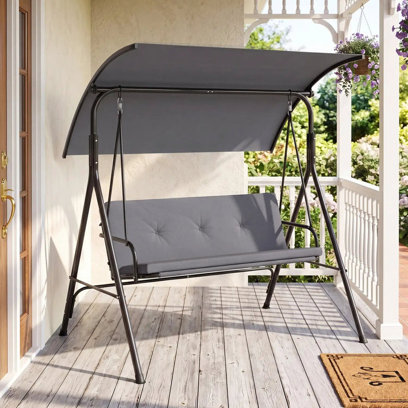 2-Person Patio Swing Chair with Adjustable Canopy by DirectDeals