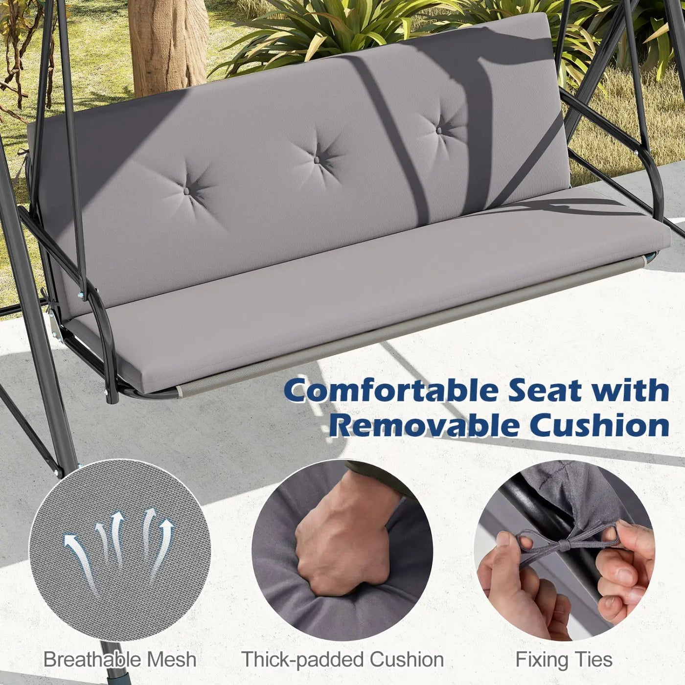 2-Person Patio Swing Chair with Adjustable Canopy by DirectDeals