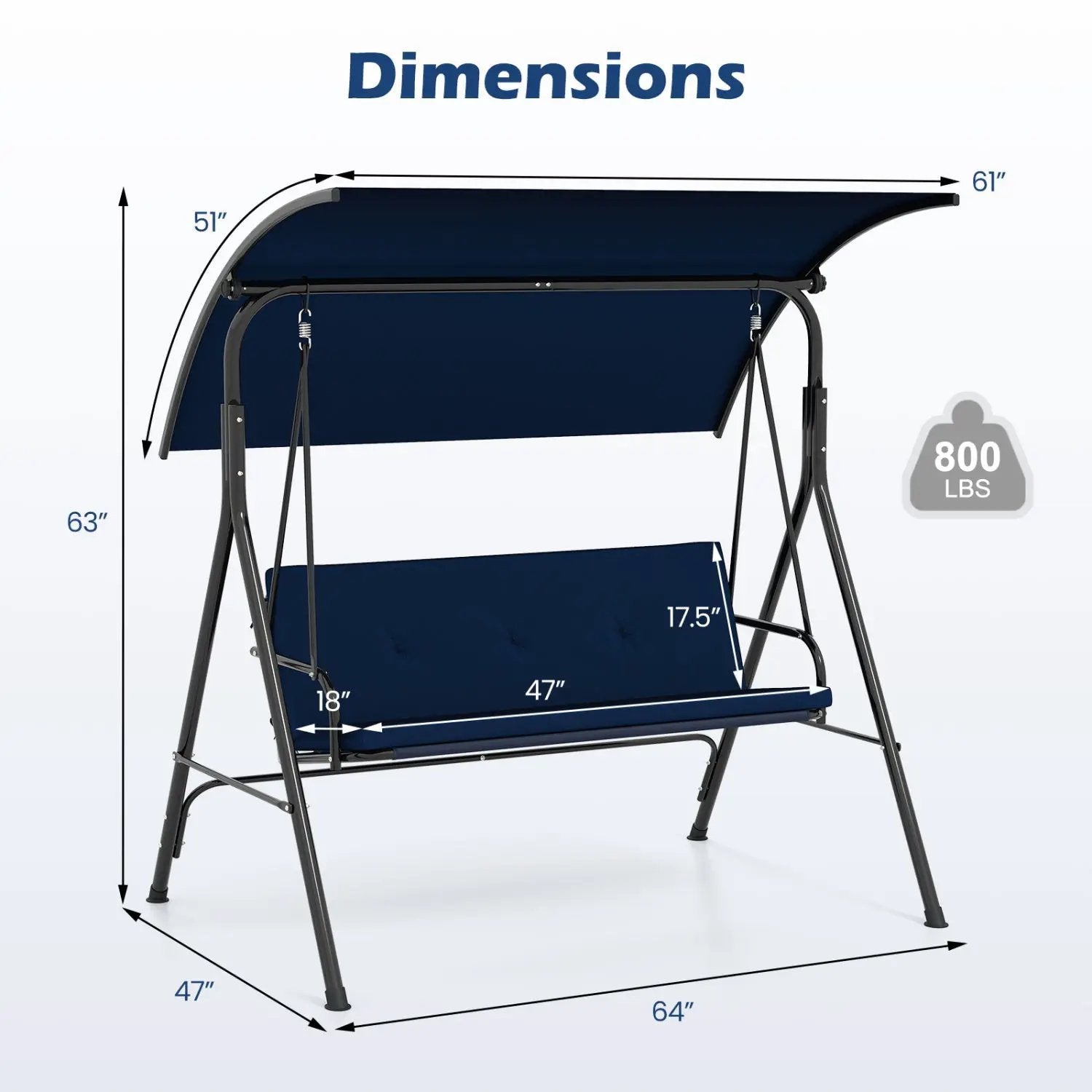 2-Person Patio Swing Chair with Adjustable Canopy by DirectDeals