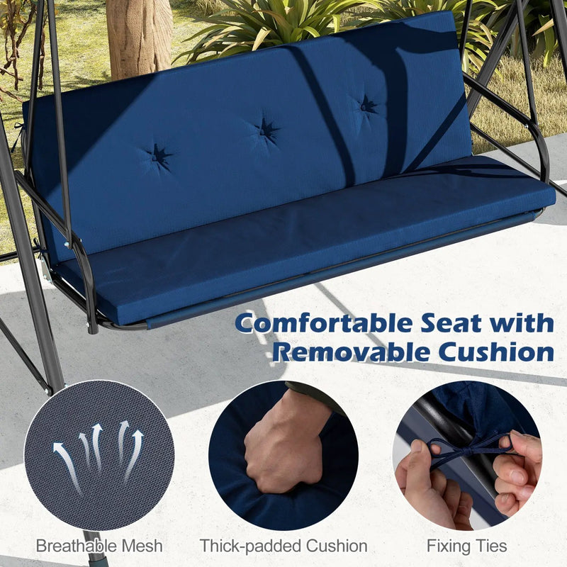 2-Person Patio Swing Chair with Adjustable Canopy by DirectDeals