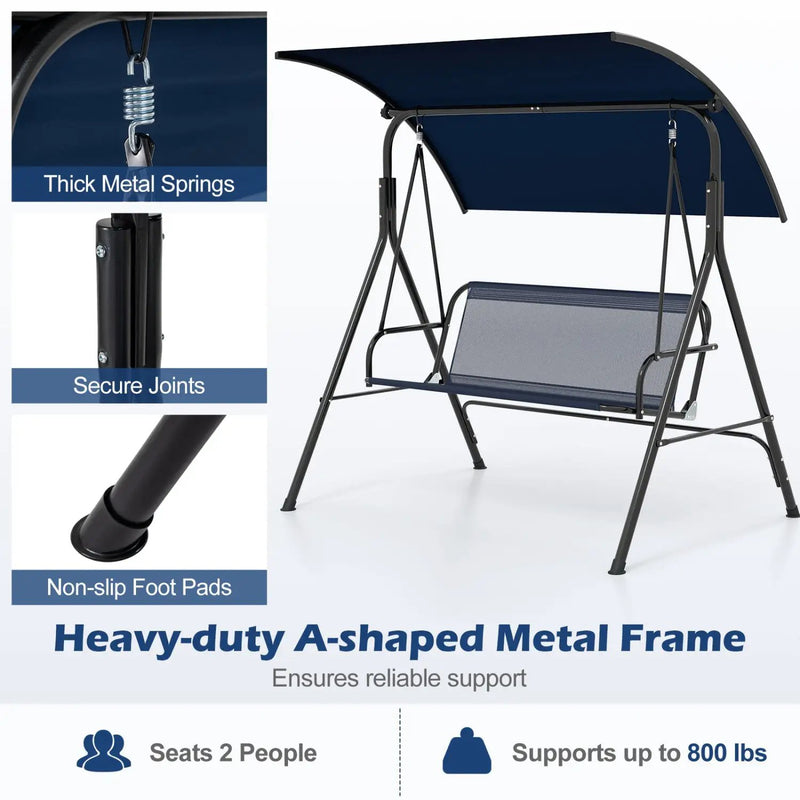 2-Person Patio Swing Chair with Adjustable Canopy by DirectDeals