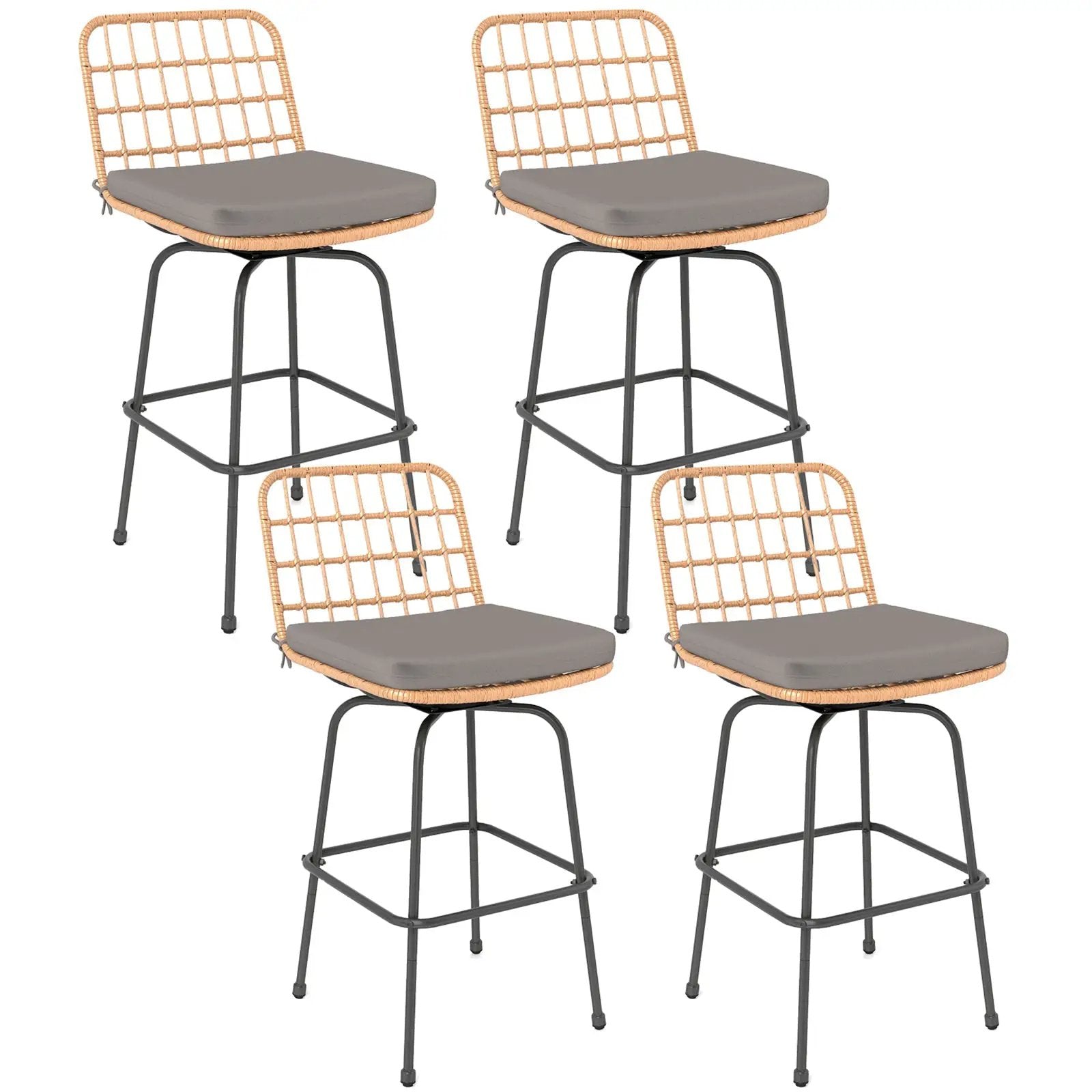 Patio Swivel Barstools Set of 2 with Soft Seat Cushions-Gray by DirectDeals