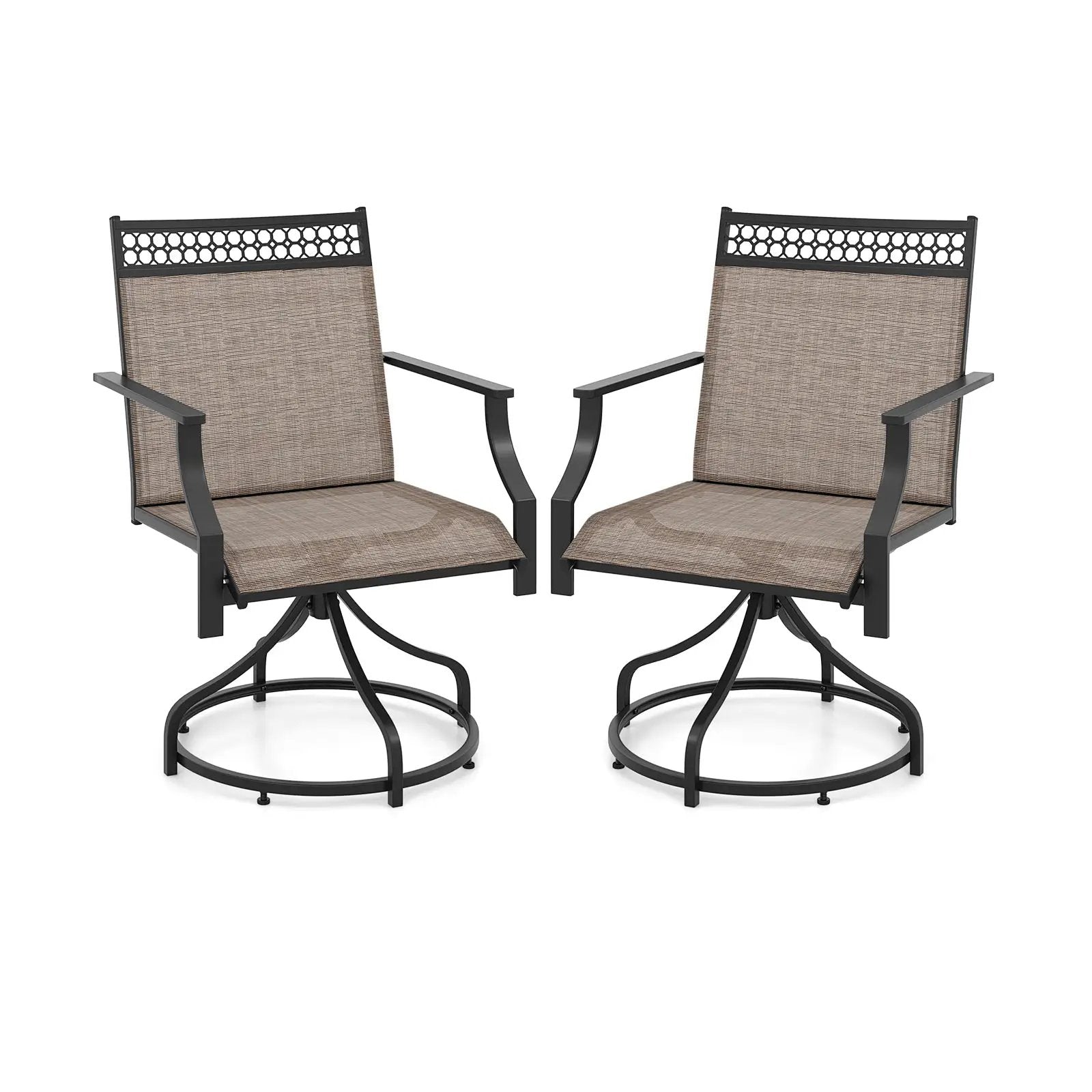 Patio Swivel Dining Chairs Set of 2 with Heavy-duty Metal Frame and Armrests by DirectDeals