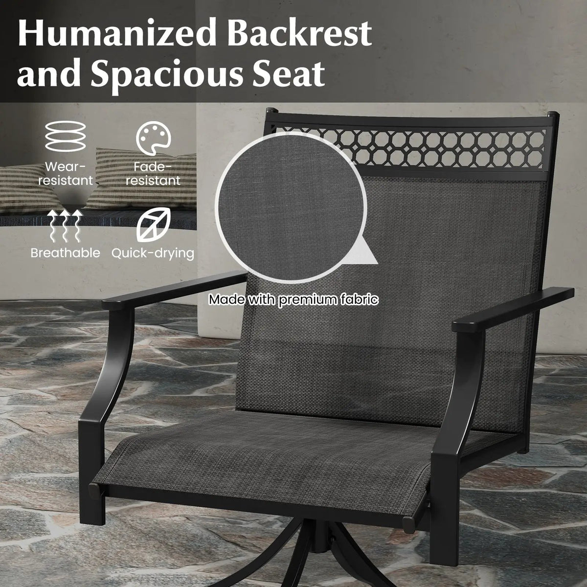 Patio Swivel Dining Chairs Set of 2 with Heavy-duty Metal Frame and Armrests by DirectDeals