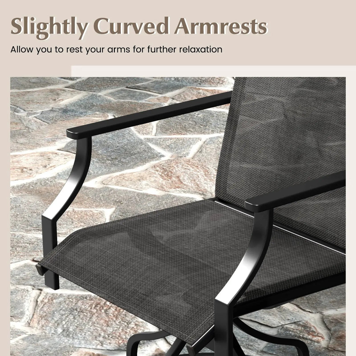 Patio Swivel Dining Chairs Set of 2 with Heavy-duty Metal Frame and Armrests by DirectDeals