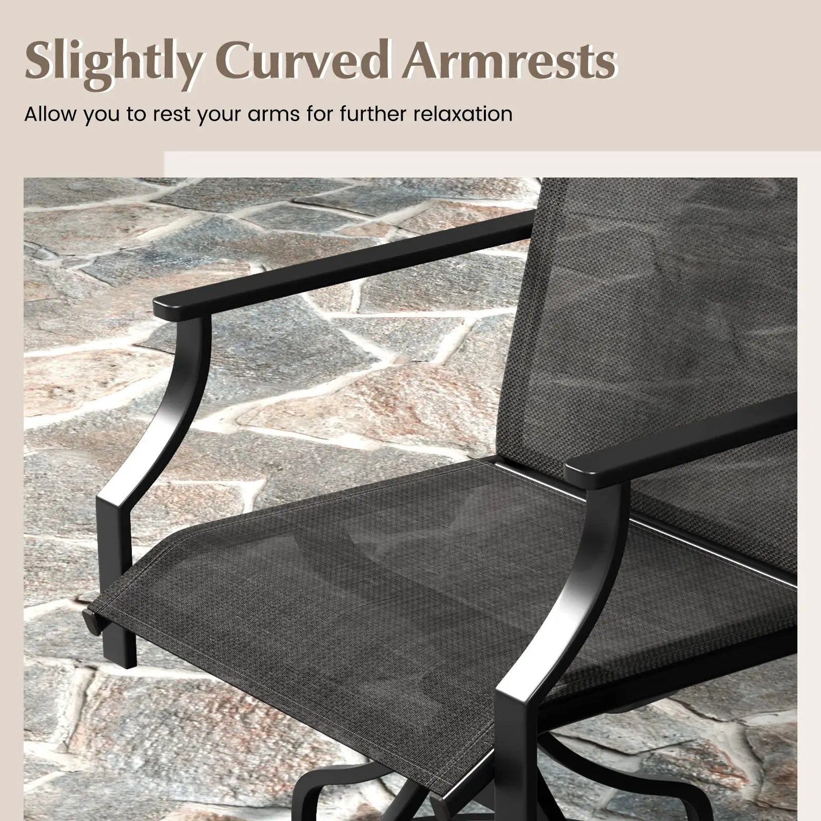 Patio Swivel Dining Chairs Set of 2 with Heavy-duty Metal Frame and Armrests by DirectDeals