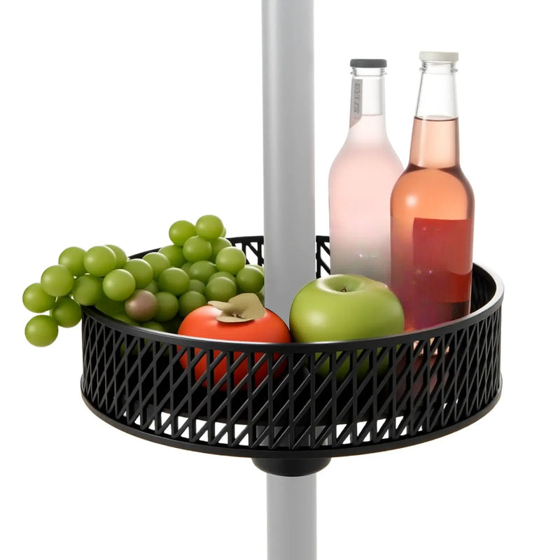 Patio Umbrella Table Tray Adjustable with Storage and Umbrella Poles-Black by DirectDeals