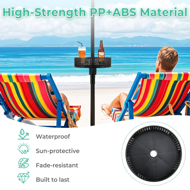 Patio Umbrella Table Tray Adjustable with Storage and Umbrella Poles-Black by DirectDeals