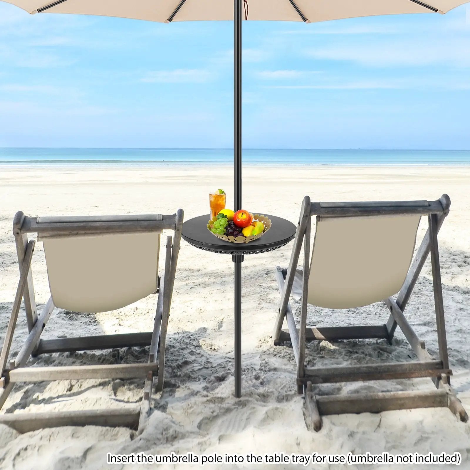 Patio Umbrella Table Tray Adjustable with Umbrella Poles-Black by DirectDeals