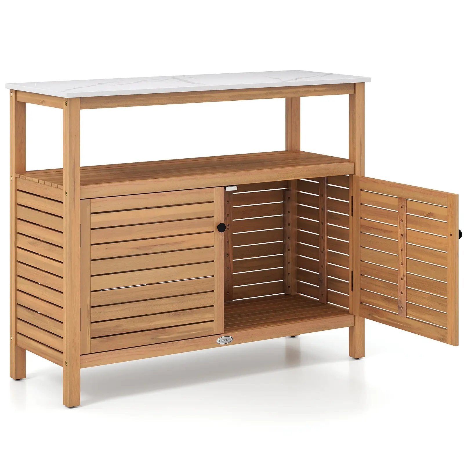 Patio Wood Storage Cabinet Outdoor Acacia Wood Buffet Cabinet by DirectDeals