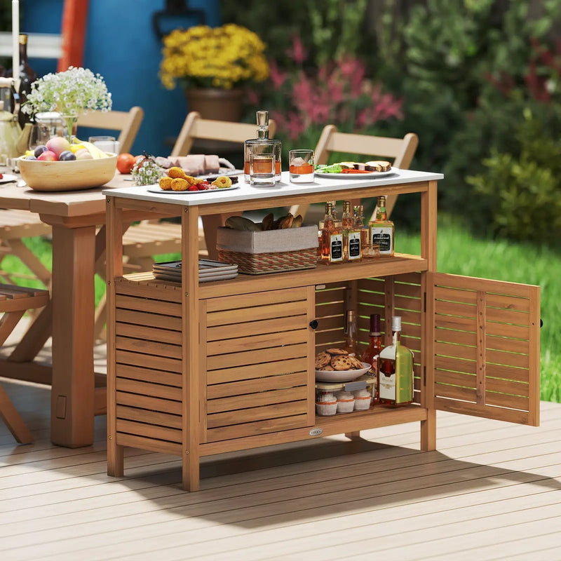 Patio Wood Storage Cabinet Outdoor Acacia Wood Buffet Cabinet by DirectDeals