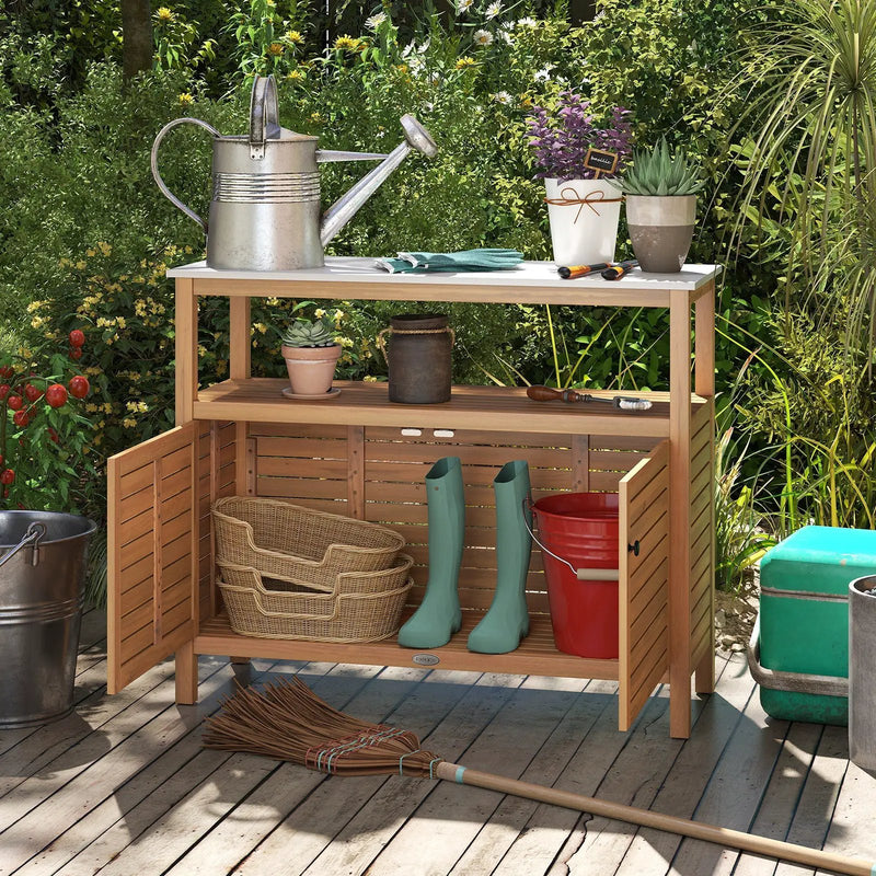Patio Wood Storage Cabinet Outdoor Acacia Wood Buffet Cabinet by DirectDeals