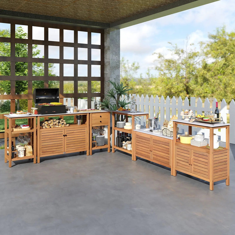 Patio Wood Storage Cabinet Outdoor Acacia Wood Buffet Cabinet by DirectDeals