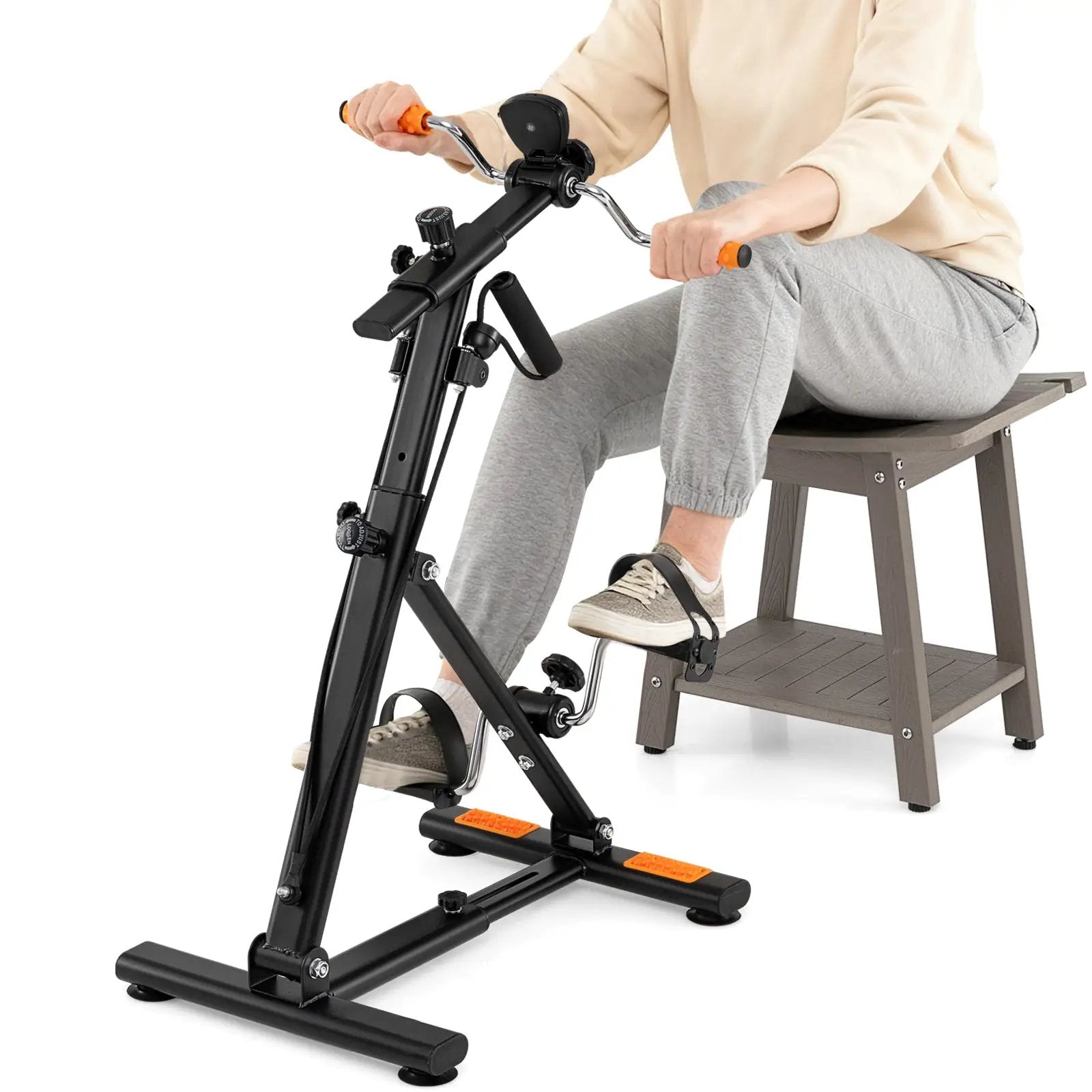 Pedal Exerciser with Adjustable Resistance for Arm and Leg Workout-Orange by DirectDeals