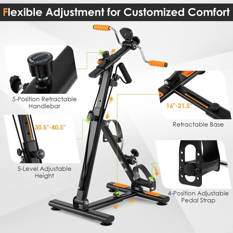 Pedal Exerciser with Adjustable Resistance for Arm and Leg Workout-Orange by DirectDeals