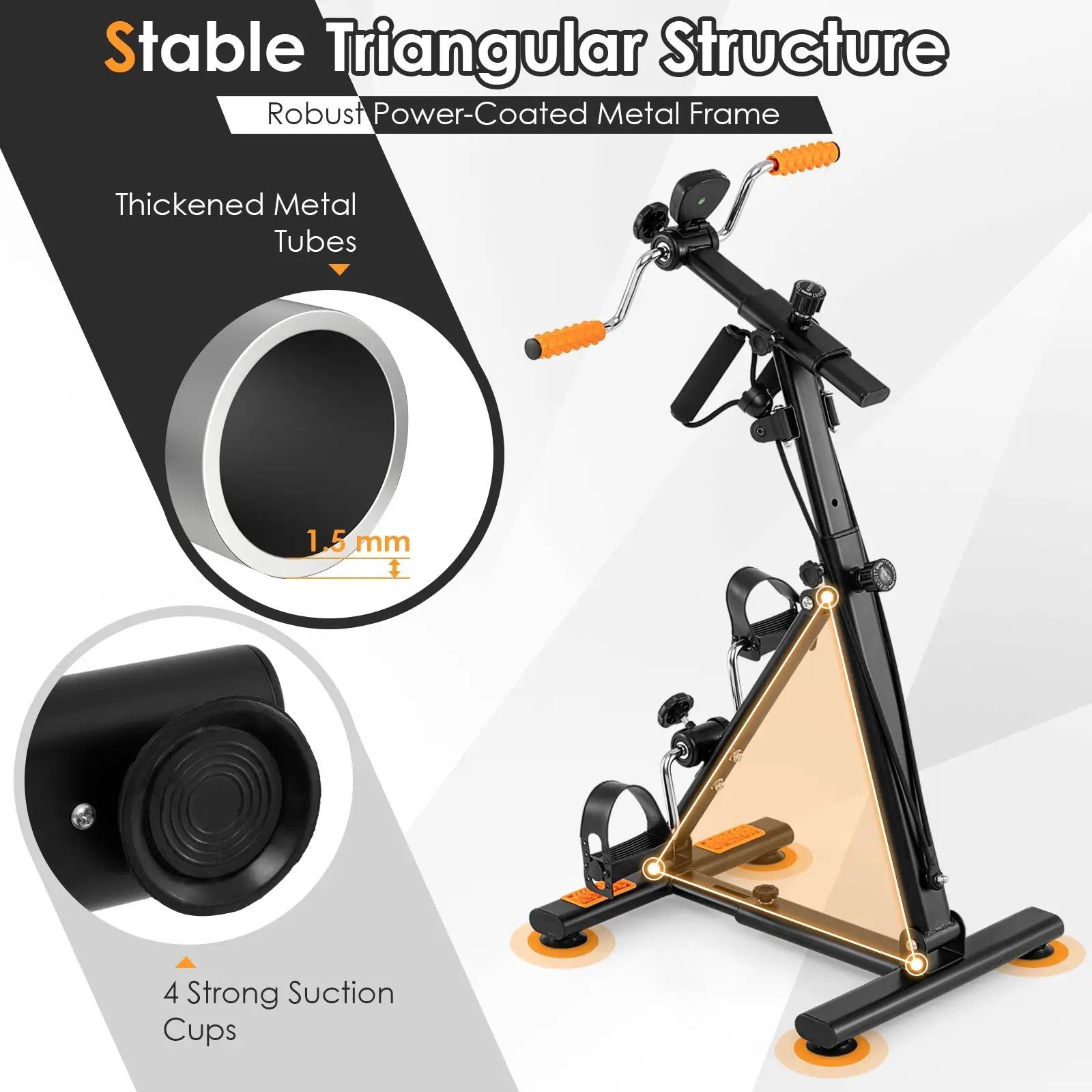 Pedal Exerciser with Adjustable Resistance for Arm and Leg Workout-Orange by DirectDeals