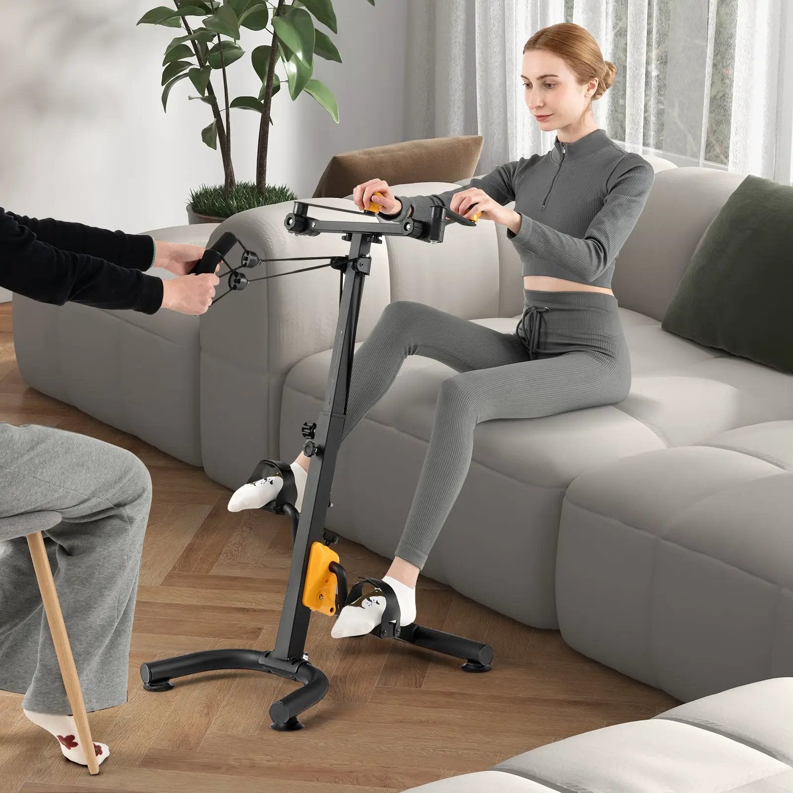 Pedal Exerciser with Adjustable Handgrip for Seniors-Yellow by DirectDeals