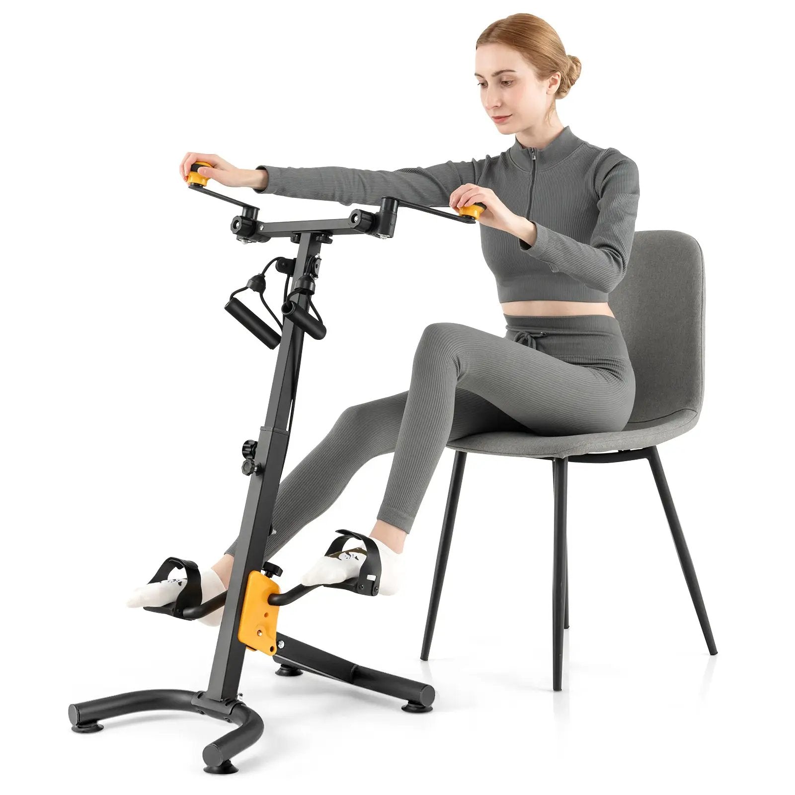 Pedal Exerciser with Adjustable Handgrip for Seniors-Yellow by DirectDeals