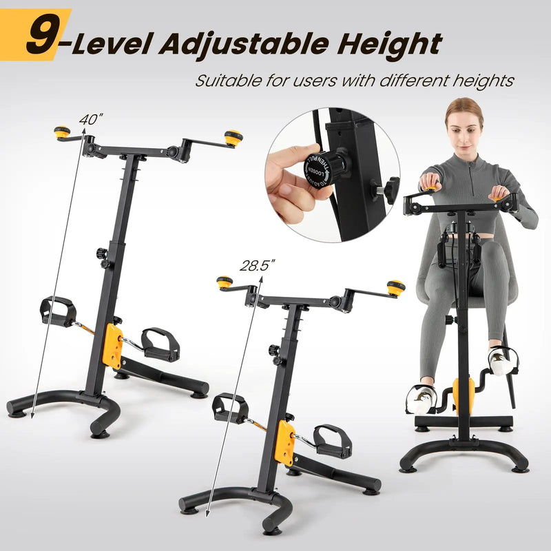 Pedal Exerciser with Adjustable Handgrip for Seniors-Yellow by DirectDeals