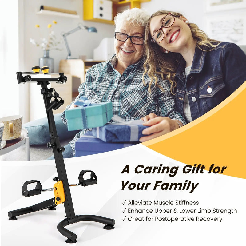 Pedal Exerciser with Adjustable Handgrip for Seniors-Yellow by DirectDeals