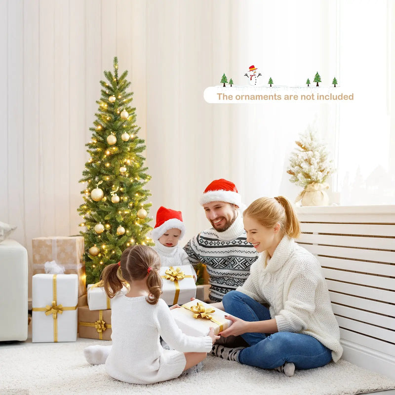 Pencil Christmas Tree with 180 Warm White and Multi-color LED Lights by DirectDeals