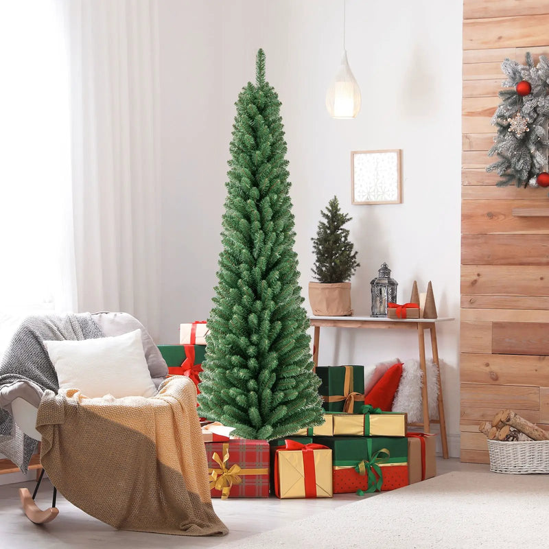 Pencil Christmas Tree with Memory Wire Branch Tips and Warm LED Lights by DirectDeals